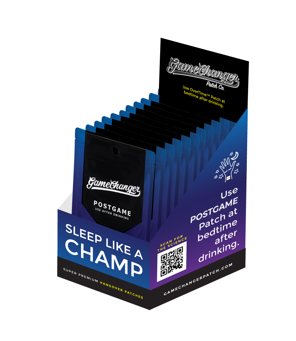 Singles Retail POP Box of PostGame Patch for After Drinking